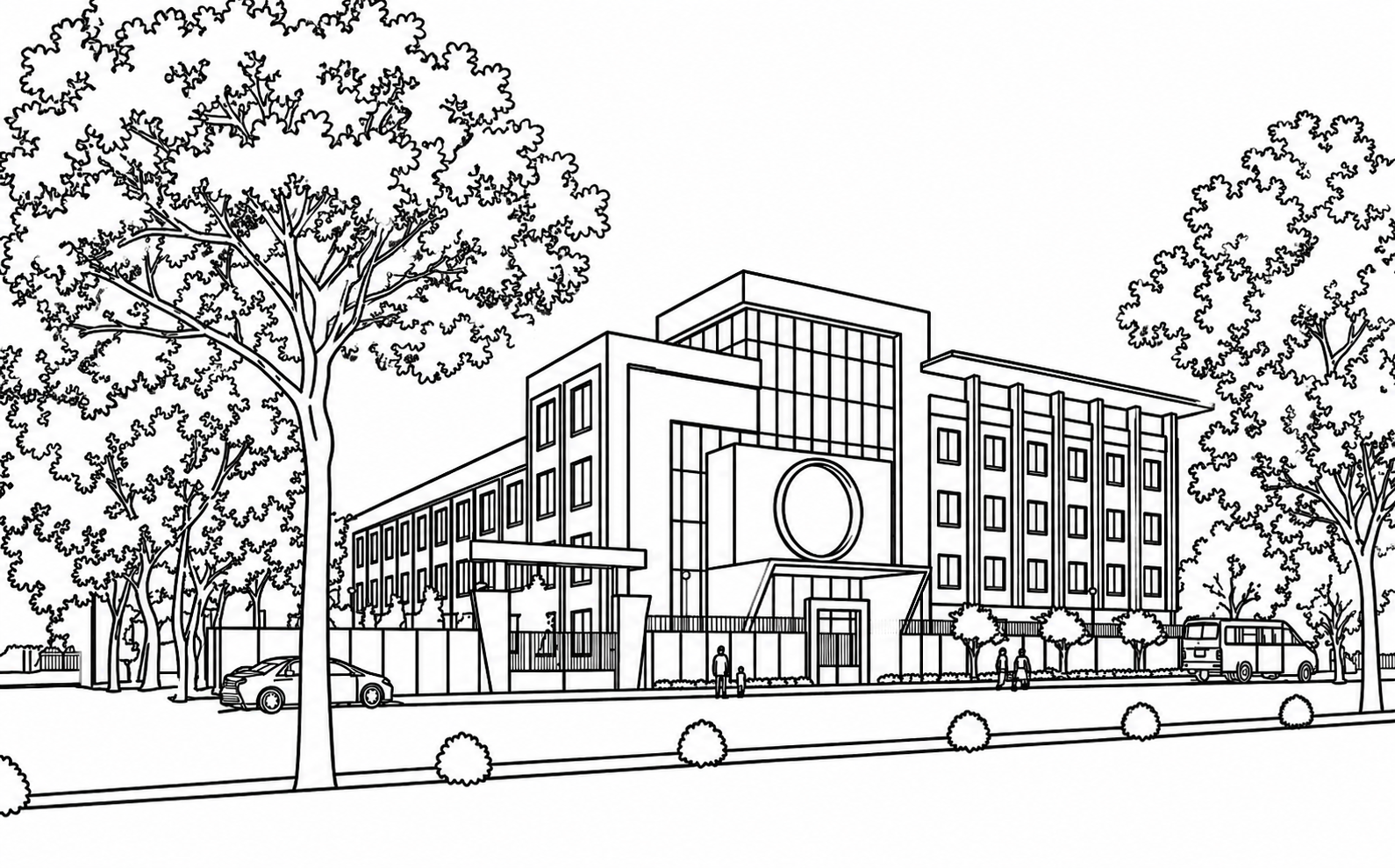 Sriguru International Public School campus line art